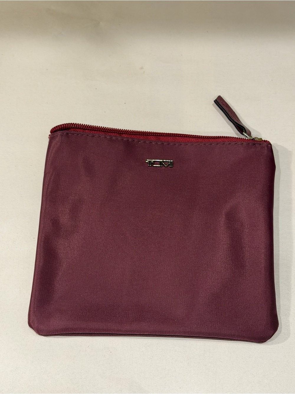 TUMI Burgundy Nylon Zip Pouch delta